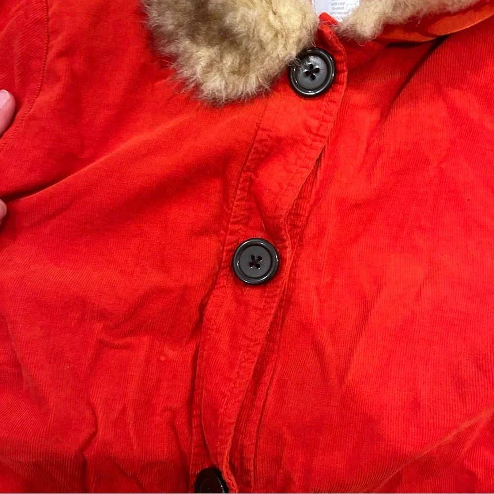 Gymboree girls 10-12 jacket button up faux fur reddish orange perfect condition